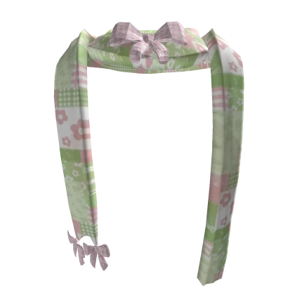 pink green igari floral scarf coquette mori kei
