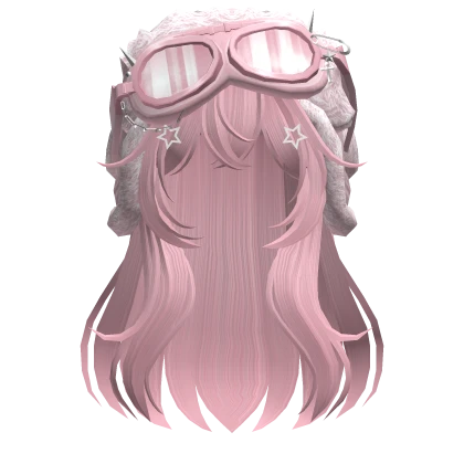 Pink Anime Long Hair w/ Y2K Goggles Ushanka