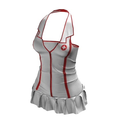 2000s Halloween Nurse Costume in White & Red