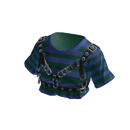 Chained Punk Goth Tee Green & Blue