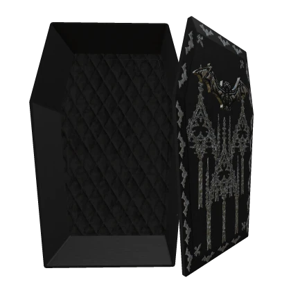 ♱ - Gothic Black Bat Coffin w/ Door