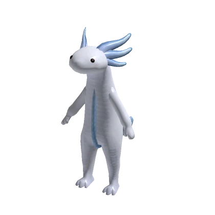 White Realistic Axolotl Suit - Blue