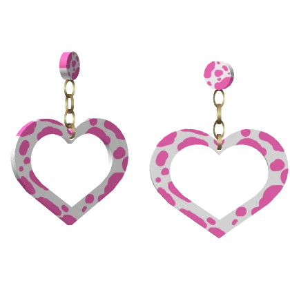 Pink Cow Print Heart Earrings