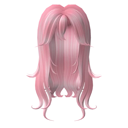 Long pink messy anime hair