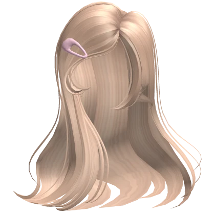 ♡ Straight Silky Flowy Hair Pink Clip in Blonde
