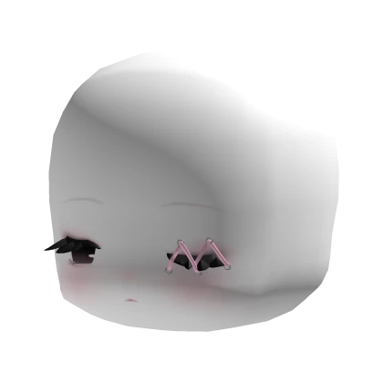 ♡ ribbon piercing chibi face (pink)