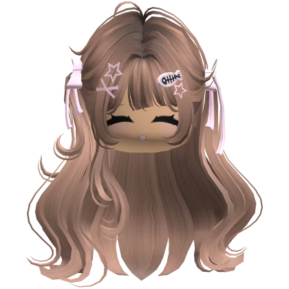 ♡ Cute Girl Pigtails w/ Hairclips & Face (Milktea)