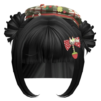 ♡ Igari Heisei Retro Cutesy Messy Buns (Black)
