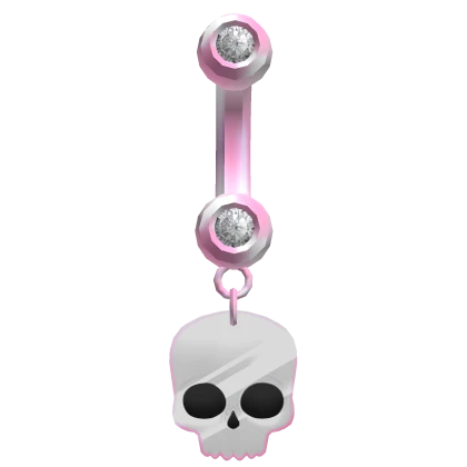 Skull Belly Ring Pink