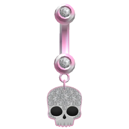 Skull Belly Ring Pink