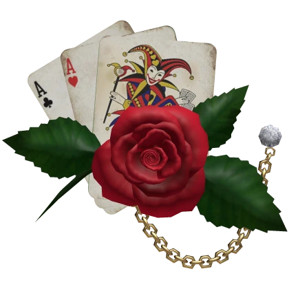 Vintage Red Rose Joker Card Lapel Pin 1.0
