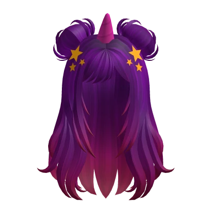 Purple Long Wavy Unicorn Hair w/ Stars - RBC