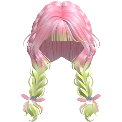 Mitsuri Anime Pink and Green Braided Pigtails