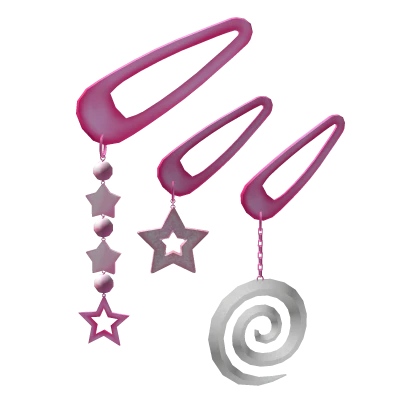 Pink Swirly Star Clips