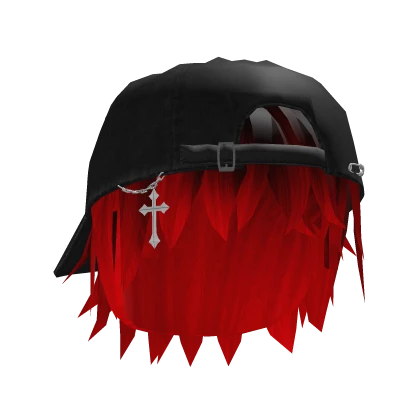 Red Messy Anime Boy Hair w/ Y2K Distressed Hat