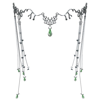 Emerald Diamond Silver Fairy Elf Head Chain Tiara