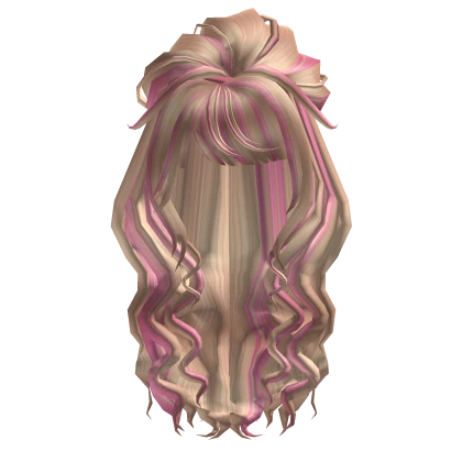 Blonde Gyaru Curly Hair Pink Strands Harajuku