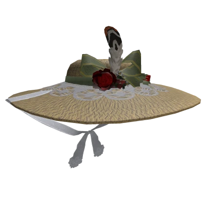 Victorian Lady Straw Hat, Ribbon & Lace