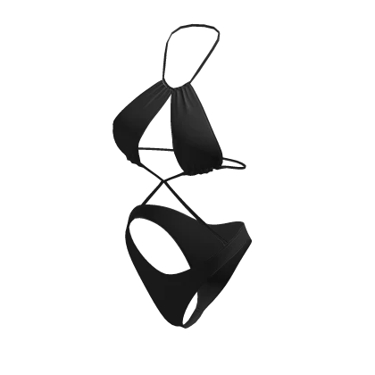 Y2K Strappy Criss Cross Bikini Set In Black