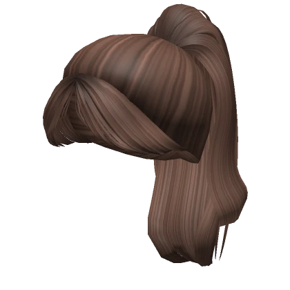 Iconic Wavy Brown Ponytail with Bangs