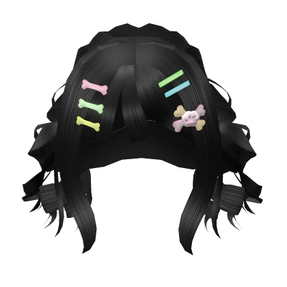 black curly twin pigtails w hair clips