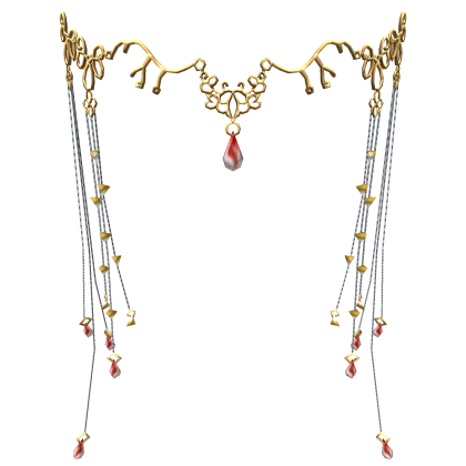 Red Ruby Gold Fairy Elf Head Chain Tiara