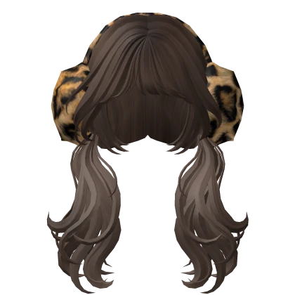 🍀Gyaru Leopard Earmuffs Pigtails (Brown)