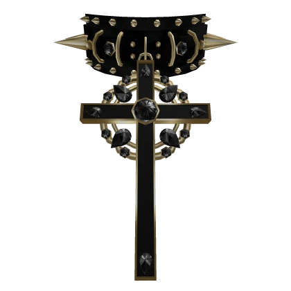 Heavy Cross Choker - Black/Gold [3.0]
