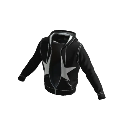 Y2K Zip Up Hoodie Black White Star