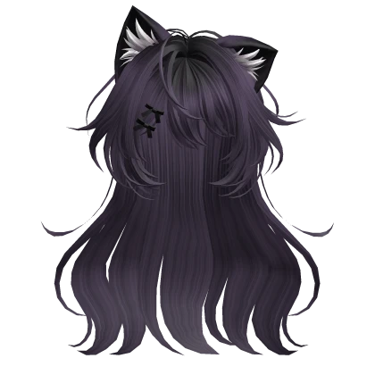 Purple Anime Cat Hair with Ribbons