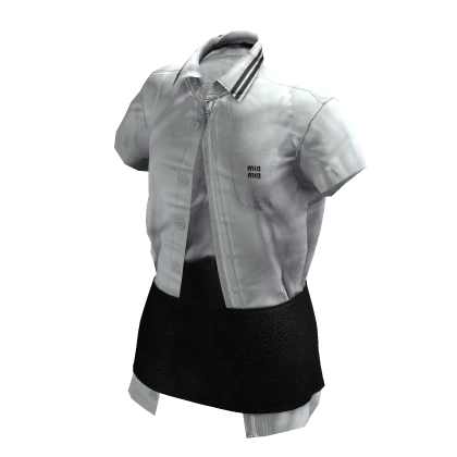 Tucked Skirt Blouse Set (Leather)