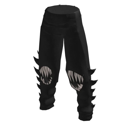 Black Pants with Teeth Knee Pads