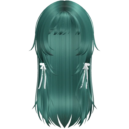 Cute face framing layers with bows (teal)