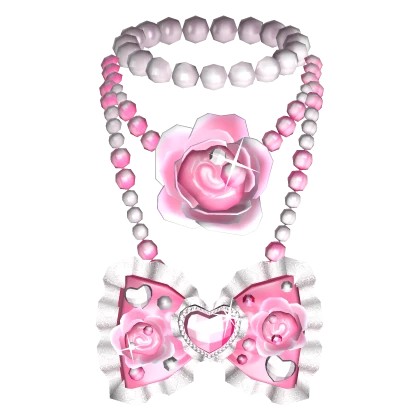 Hime Gyaru Rose Necklace in Pink and White