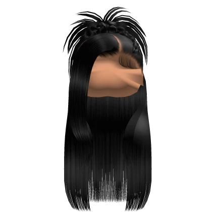 𝒫 | Spiky Braided Half Up Half Down in Black