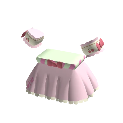 Pink Leafy Kawaii Strawberry Cherry Kitten Dress