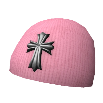 Y2K Pink Cross Beanie