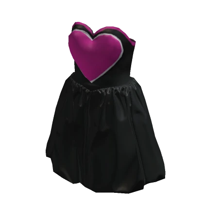 DRESSX Black Flared Dress with Pink Heart