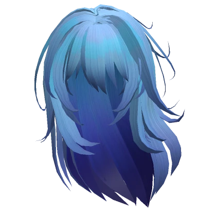 Spooky Ghost Blue Flowing Hair W Windswept Layers 