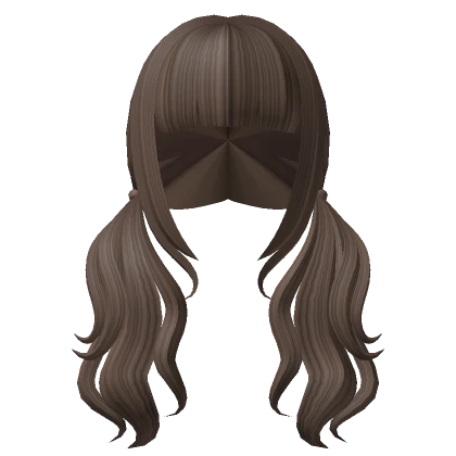 Kawaii Y2K Cute Long Wavy Pigtails in Brown