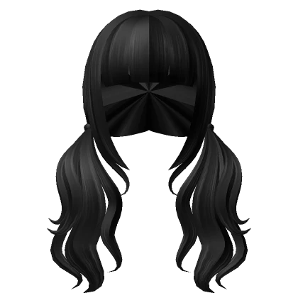 Kawaii Y2K Cute Long Wavy Pigtails in Black