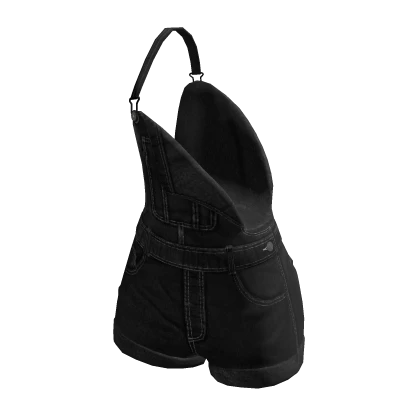 overall shorts off shoulder black