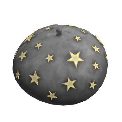 Gold Star Studded Beret - Black