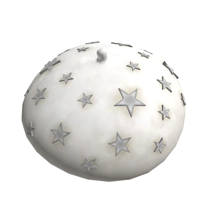 Silver Star Studded Beret - White