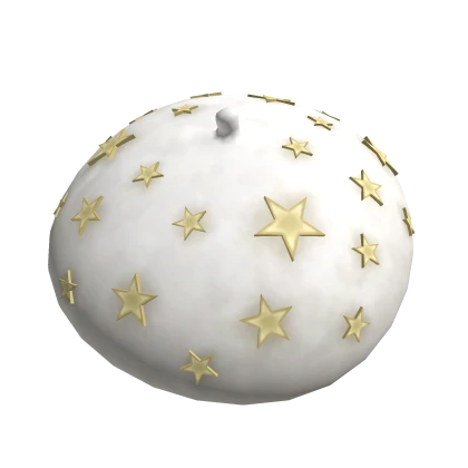 Gold Star Studded Beret - White