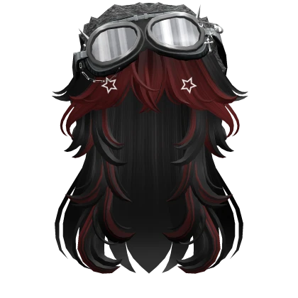 Black & Red Long Hair w/ Y2K Goggles Ushanka