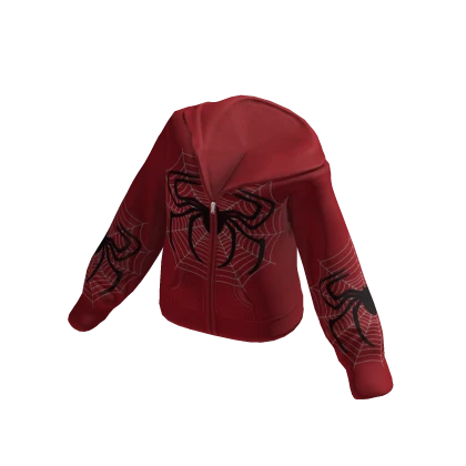 Y2K Red Spider Off Shoulder Hoodie