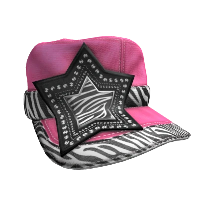 Zebra Print Star Cap Pink 2000s Y2K Gyaru Scene