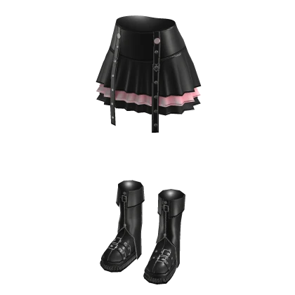 Black Grunge Skirt and Boots