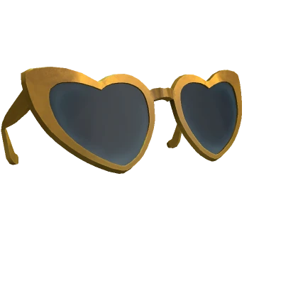 Exclusive Y2K Heart Glasses on Head - Golden